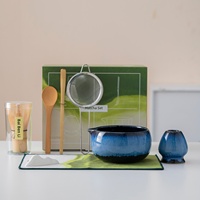 Bol à matcha en céramique à glaçure changeante de style japonais, origine Dehua, accessoires de service à thé, tapis à thé, fouet (Chasen), cuillère à matcha (Chashaku)