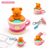 Porte-clés personnalisés mignons en PVC, jouets de bain flottants (ours, canard) et capuchons de clavier