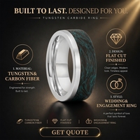 Bague de mariage et bague quotidienne en carbure de tungstène et fibre de carbone plaqué argent 8 mm, coupe plate, unisexe, ajustement confortable, vente en gros