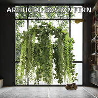 Plante artificielle de fougère de Boston suspendue, guirlande de verdure en plastique pour panier mural, décoration intérieure pour maison, jardin, café, balcon
