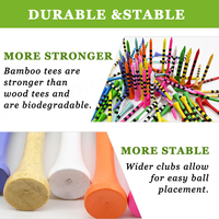 Tés de golf en bois personnalisés tailles durables de 83mm mélange de couleurs en bois et bambou en stock