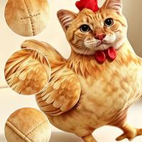 Lustiges Katzen-Hühner-Plüschtier, Witziges Hybrid-Tierkissen, Weiches Niedliches Flauschiges Kissen als Geschenk, Raumdekoration, Großhandel