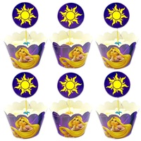 Princesse thème Cupcake décorations pour filles fête d'anniversaire gâteau Topper enfant faveurs Cupcake Topper 24 pièces/ensemble