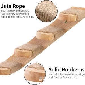 Estructura de Madera Maciza para Gatos, Montada en la Pared, 4 Niveles, Cuerda de Sisal, Tablas de Madera, Árbol para Gatos Resistente - Product Image 3