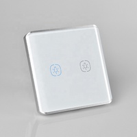 Controlador de Iluminación Inteligente WiFi Tuya Smart Life, Interruptor Inteligente de 2 Canales, Cristal Curvo, Control por Voz y Temporizador a través de la Aplicación, Estándar UK/EU