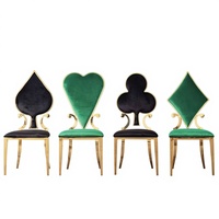 Chaise de poker moderne de luxe durable à dossier haut, structure en acier inoxydable doré, chaises de mariage en velours pour villa