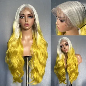 Synthetic Hair Wigs X-TRESS Body Wave Synthetic Hair Ombre Colored Synthetic Wigs With Middle Part Lace Natural Hair Wigs Fiber Wigs For Women Party