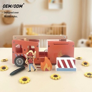 Camion de pompiers Montessori en bois, jouet éducatif pour tout-petits, matériau sûr et écologique, personnalisable - Product Image 1