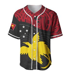 Camiseta con botones y nombre de equipo personalizado, Camiseta con estampado de bandera de Papúa Nueva Guinea, <span class=keywords><strong>blusa</strong></span> de talla grande, camiseta de béisbol Bird Paradise para mujer - Product Image 1
