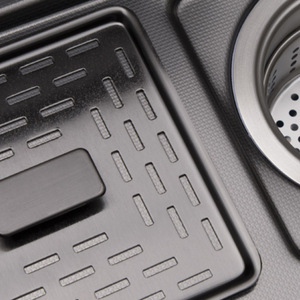 Kitchen Sink 304 Stainless Steel Undermount Single Bowl <b>Brushed</b> Black Multifunctional <b>Vegetable</b> Washing Basin - Product Image 3