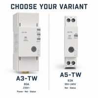 Interrupteur relais WiFi sur rail DIN 63A 80A Tuya Smart Life avec protection de réenclenchement automatique contre les surtensions et les sous-tensions CE IEC60947-5-1
