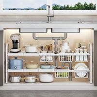 Étagère multifonctionnelle réglable pour évier de porte d'armoire étagère de rangement de cuisine sous les organisateurs d'évier et rangement pour la salle de bain