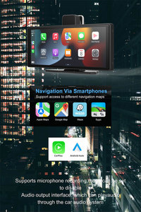 เครื่องนำทาง GPS แบบพกพาขนาด 10.26 นิ้ว เครื่องเล่นมัลติมีเดียในรถยนต์ รองรับ Wireless CarPlay และ Android Auto สำหรับ 5.0 AUX FM รองรับการ์ด TF 256GB รับประกัน 1 ปี - Product Image 4