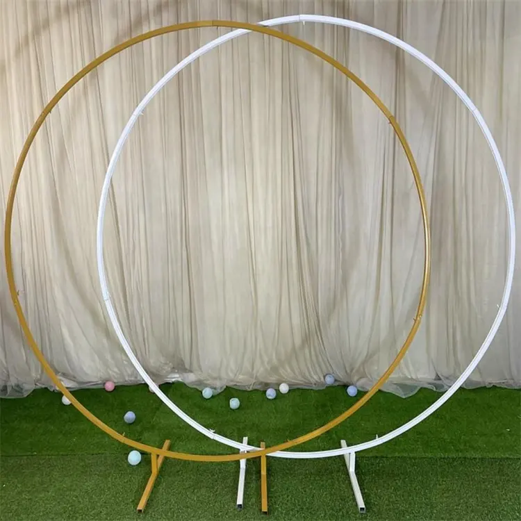قوس دائري من المعدن للزفاف, 1 متر-2.4 متر ، خلفية مقوسة بيضاء ، حامل مقوس دائري للحديقة وحفلات الزفاف