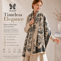 Châle Jacquard Motif Damassé Poli pour Femme, Grand Foulard Tissé Doux et Lisse avec Franges, Écharpe Longue et Confortable pour l'Hiver, Idéal Cadeau