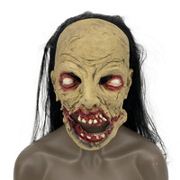 Masque en latex effrayant DAMAI HLW-031 pour Halloween avec cheveux longs couleur verte moche pour la décoration de fête d'Halloween