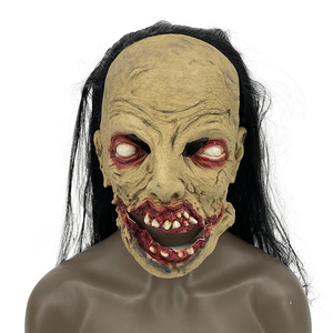 Halloween Scary Latex Mask Halloween Terror Ghost Face Mask Long Hair Ugly Green Face Mask for Halloween Party Decoration - Product Image 6