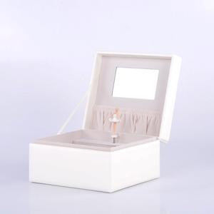 white Wooden Musical Box mini Music Jewelry Box with Ballerina