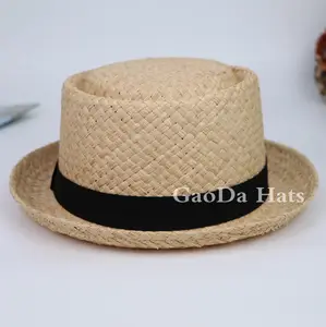 J sombreros de paja de rafia de fiesta de color natural de nuevo diseño