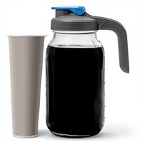 Carafe en verre transparent avec infuseur pour café froid, large ouverture, 2 quarts (64 oz), robuste et anti-fuite, pour café et thé