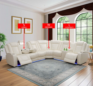 White Breathing Leather 3-Piece <b>Living</b> <b>Room</b> Recliner <b>Sofa</b> Set Intelligent Recliner <b>Sofa</b> - Product Image 1