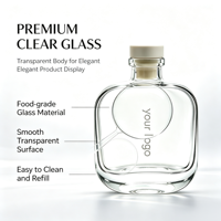 Bouteille en verre diffuseur d'aromathérapie transparente plate personnalisée de 150 ml 15 cl, 200 ml