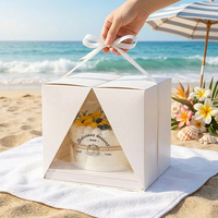 Boîte à gâteau et desserts de luxe transparente en carton avec fenêtre, motif personnalisé, pour emballage de boulangerie