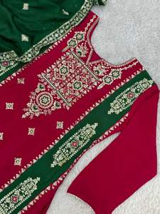 TRENDING CHINON SILK EMBROIDERY SEQUENCE WORK <b>TOP</b> SHARARA WITH DUPATTA RANI - Product Image 2