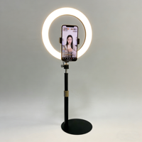 Qiniu Compact 12 pouces, support de disque lumineux LED ABS, température de couleur réglable (3200K-9999K), contrôle par fil, 10W DC/Batterie