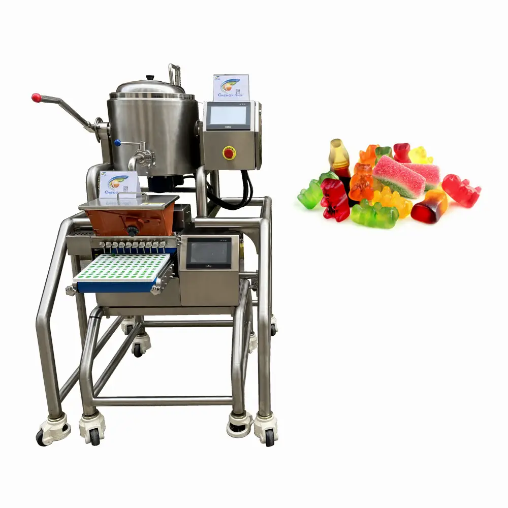Máquina automática para hacer gomas de oso de frutas, maquinaria de procesamiento de gomas, uso de laboratorio, máquina depositadora de caramelo duro con Piruleta de gelatina