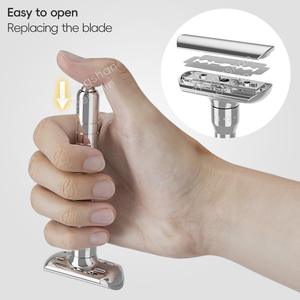 BEIKELIN 2025 Maquinilla de afeitar de seguridad para hombres Cuchillas clásicas reutilizables de doble filo Maquinilla de afeitar facial de aluminio - Product Image 4