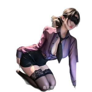 Sexy purple secretary uniform lingerie set for late-night sexiness, perfect for office ladies. - Product Image 5