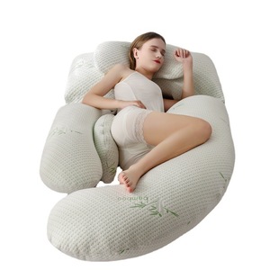 Almohada de embarazo en forma de U, 140x71x18cm, soporte lumbar para dormir de lado para mujeres embarazadas, almohada ajustable de fibra de bambú - Product Image 3