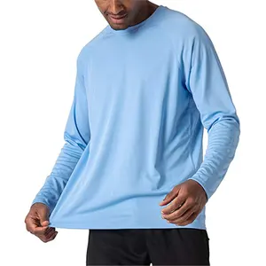도매 저렴 upf50 UV 보호 셔츠 남자의 낚시 셔츠 빠른 건조 100% 폴리 에스테르 빈 긴 소매 t 셔츠