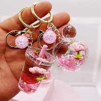 Porte-clés en forme de cerisier de dessin animé, porte-clés en pâte à modeler liquide Sakura, porte-clés de voiture, accessoires pour sacs, cadeaux pour enfants