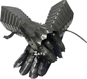Guanteletes medievales de acero suave ennegrecido con guantes de cuero Cosplay Magnesia artesanías hechas a mano - Product Image 1