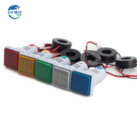 LVBO lampu pengukur tegangan AC Digital, lampu peringatan indikator LED 50-500V 110V 220V 22mm