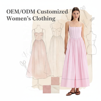 Robe longue plissée rose poudré à col carré et bretelles spaghetti, corsage structuré, taille froncée, coupe trapèze, sur mesure, vente en gros pour femmes