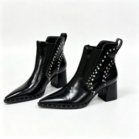Bottes Chelsea pour femmes 278-2 Super Cool à rivets courts, couleur unie, talon haut, style britannique, pour l'hiver