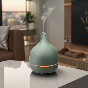 Nuevo Difusor de Aroma Ultrasónico de Cerámica Rústica de 400 ml, Humidificador de Aceites Esenciales USB para el Hogar, Elegante y de Sobremesa - Product Image 1