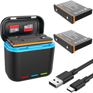 Cargador de Batería Dual y Lector de Tarjetas SD Hongdak para <span class=keywords><strong>Insta</strong></span> 360 One X3 - Carga Rápida, USB Tipo-<span class=keywords><strong>C</strong></span>, Diseño Portátil - Product Image 5