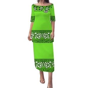 Puletasi Style Island abito a due pezzi donna Fiji <span class=keywords><strong>Bula</strong></span> abiti Tapa Turtles Hibiscus Church abbigliamento formale POD gonne personalizzate - Product Image 2