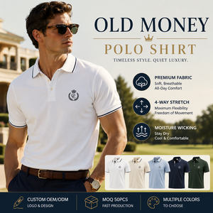 Camisa Polo Estilo Old Money para Hombre, Clásica, de Algodón Premium, Estilo de Lujo Discreto, Logotipo Personalizado, OEM, ODM - Product Image 1