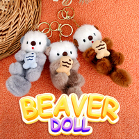 Porte-clés en peluche loutre jouets dessin animé Animal en peluche 15cm Mini mignon doux en peluche loutre jouet porte-clés sac pendentif loutre de mer porte-clés