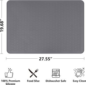 <b>Large</b> Silicone <b>Mat</b>-Heat Resistant Waterproof Non-Slip Rubber Backing Striped Pattern Multi-Purpose Kitchen Bathroom Drainage <b>Mat</b> - Product Image 1