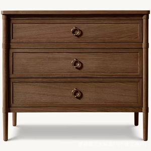 American-style oak bedside <b>table</b>, RH American-style light luxury solid wood bedroom three-drawer bedside <b>table</b>, bed <b>end</b> <b>table</b>, - Product Image 3