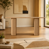 Table console moderne haut de gamme en bois RH, table d'entrée/couloir cannelée avec pieds arrondis pour salon, hôtel, appartement