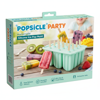 Moule à glace en silicone tendance à 12 cavités avec bâtonnets, sans BPA, portable, capacité de 60 ml, pour les collations d'été des enfants