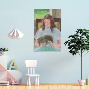 Retrato de pintura al óleo de Mary Cassatt, lienzo de tamaño personalizado, arte de pared impresionista, lectura de chica joven, decoración del hogar - Product Image 4
