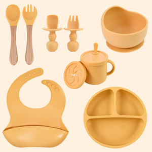 Bán Buôn Tùy Chỉnh Có Thể Điều Chỉnh Bib Rơm Sippy Cup Set Thân Thiện Với Môi Silicone Bé Tấm Bát Và Toddler Ăn Phụ Kiện - Product Image 3